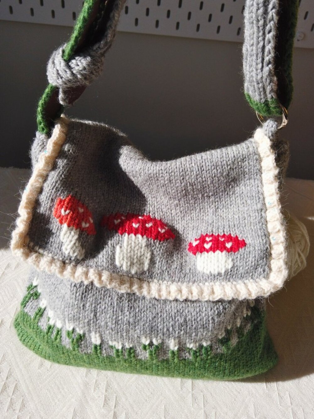 Handknitted Mossy Mushroom Crossbody Bag - Picture 4 of 5